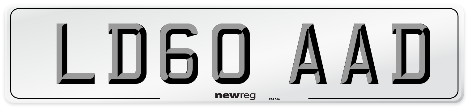 LD60 AAD Number Plate from New Reg